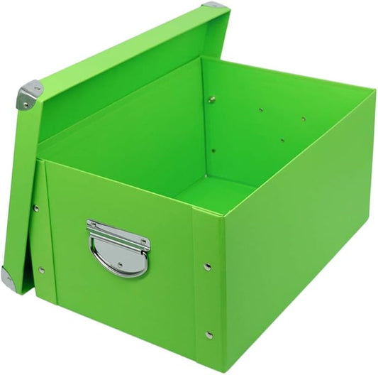 GUOZI Collapsible Storage Box, Decorative Memory Box with Lid & Metal Reinforced Corners, Cardboard File Bin with Handles, Organizer Gift Box for Keepsake Toy Photos Office Nursery Wardrobe Bookshelf-NeatNest