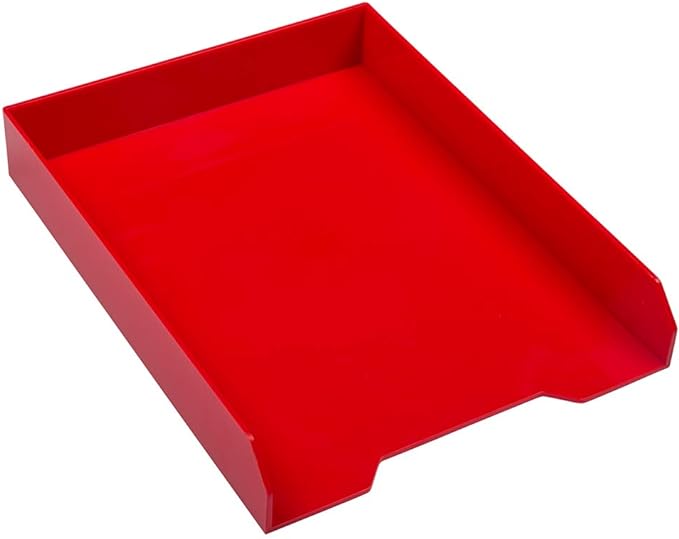 JAM PAPER Stackable Paper Trays - Red - Desktop Document, Letter, & File Organizer Tray - Sold Individually-NeatNest