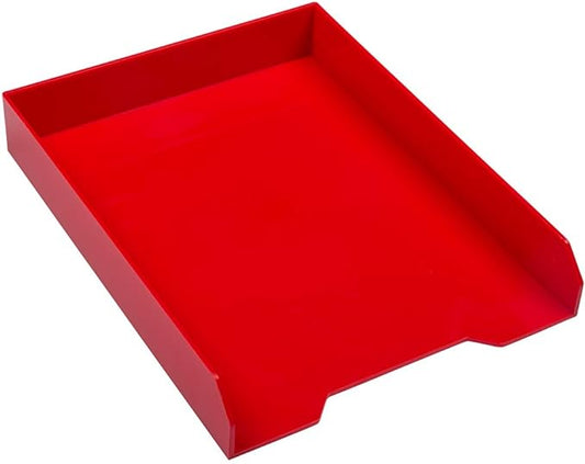 JAM PAPER Stackable Paper Trays - Red - Desktop Document, Letter, & File Organizer Tray - Sold Individually-NeatNest