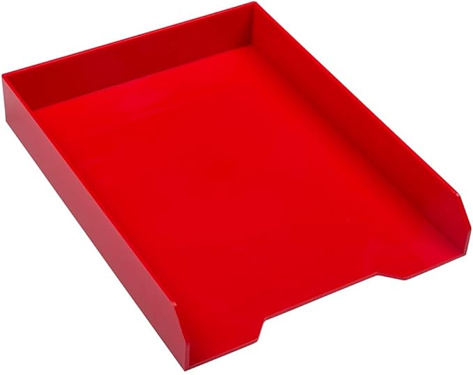 JAM PAPER Stackable Paper Trays - Red - Desktop Document, Letter, & File Organizer Tray - 2/Pack-NeatNest