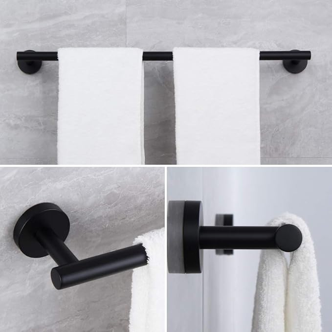 24-Inch Matte Black Bath Hand Towel Bar SUS 304 Stainless Steel Towel Rack Holder for Bathroom Wall Mount …
