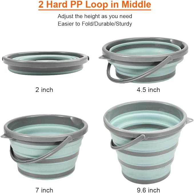 windson 10L(2.6 Gallon) Collapsible Bucket - Foldable Plastic Outdoor Bucket Space Saving, Portable Water Bucket for Cleaning, Fishing, Camping, Beach,Car Washing-NeatNest