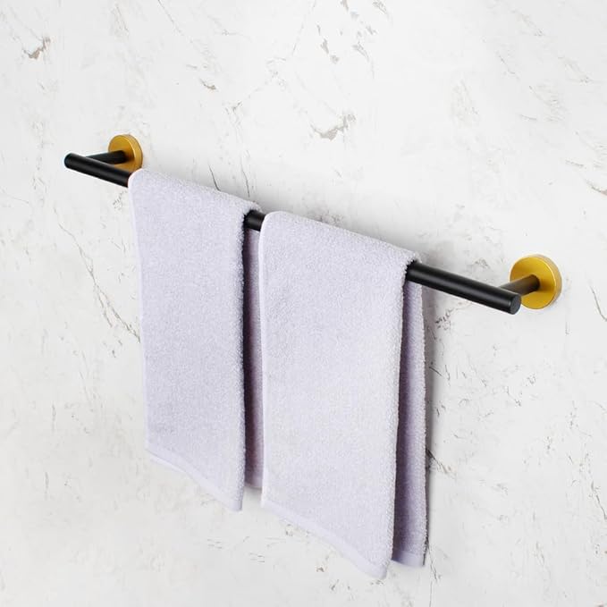 24-Inch Bath Hand Towel Bar SUS 304 Stainless Steel Towel Rack Holder for Bathroom Wall Mount Black & Gold