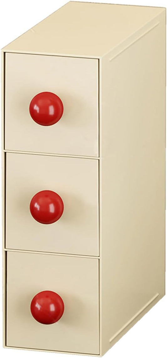 Stackable drawer with 3 Drawers, Bathroom Storage Organization, Makeup Organizer for Nail Polishes, Liquid Foundation, Lipsticks, Powder Puff, Beige-NeatNest