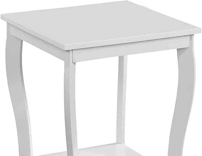 Convenience Concepts American Heritage Square End Table with Shelf, White-NeatNest