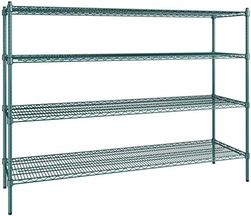 21" x 72" NSF Green Epoxy 4-Shelf Kit with 54" Posts, Heavy Duty Storage Shelving, Wire Shelving Kit, NSF Commercial Storage Rack Unit