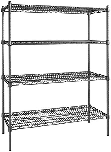 18" x 42" NSF Black Epoxy 4-Shelf Kit with 54" Posts, Heavy Duty Storage Shelving, Wire Shelving Kit, NSF Commercial Storage Rack Unit