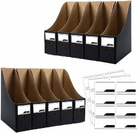 24 Pack Black Cardboard Magazine Holder Premium Magazine File Holder Magazine Organizer, Magazine Storage Box, Large Volume Magazine File Organizer as Book Bins or Folder Holder for Desk
