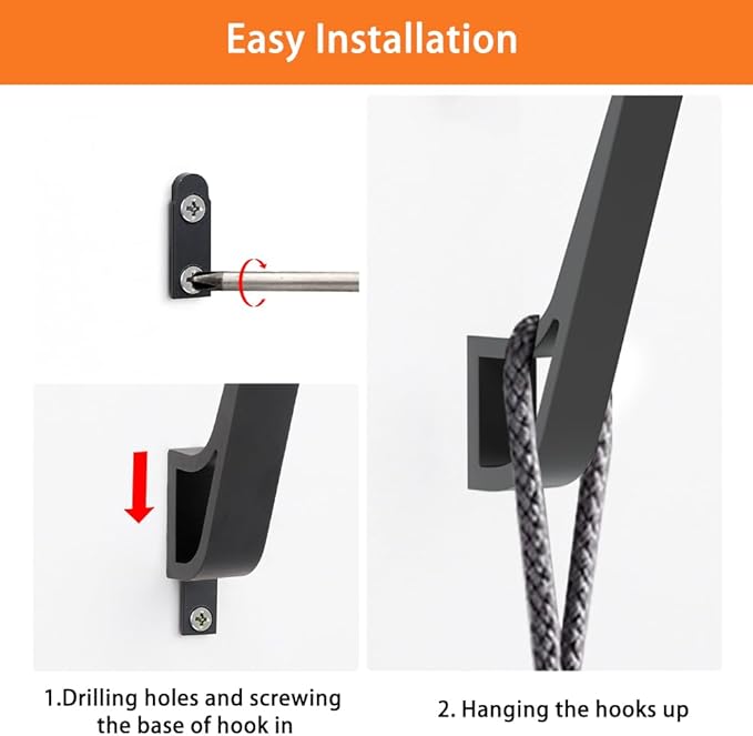 Coat Rack Hooks Wall Mounted Hold 50 lbs, Black 3Packs, Bath Towel Rope Large Hooks for Kitchen, Door, Cabinet, Bathroom, Foyers, Hallways, and Bedrooms-NeatNest