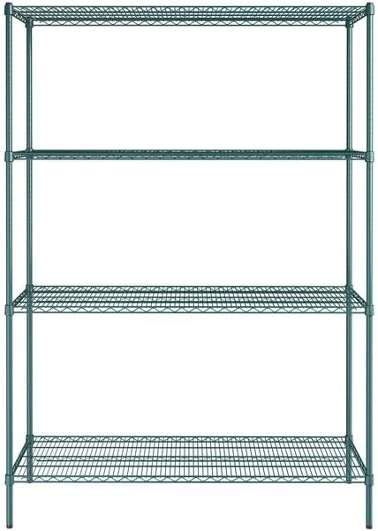 21" x 60" NSF Green Epoxy 4-Shelf Kit with 86" Posts, Heavy Duty Storage Shelving, Wire Shelving Kit, NSF Commercial Storage Rack Unit