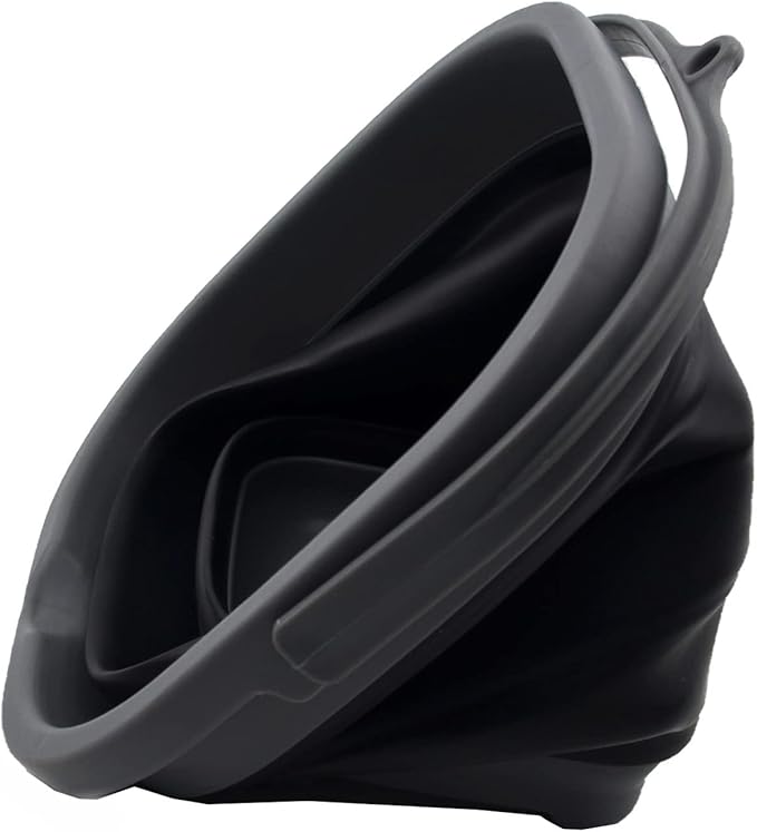 SAMMART 2.6L (0.68 Gallon) Super Mini Sqare Collapsible Plastic Bucket - Foldable Square Tub - Portable Fishing Water Pail - Space Saving Outdoor Waterpot (Grey/Black)-NeatNest
