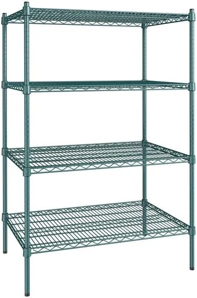 24" x 36" NSF Green Epoxy 4-Shelf Kit with 54" Posts, Heavy Duty Storage Shelving, Wire Shelving Kit, NSF Commercial Storage Rack Unit