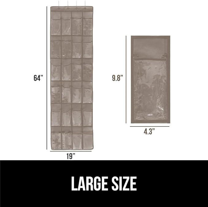 GORILLA GRIP Over the Door Shoe Organizer, 24 Large Breathable PVC Pockets, Space Saving Hanging Storage Holder, Closet Rack Hanger Holds Up to 40 lbs, Hangs on Closets for Shoes 2 Pack, Beige-NeatNest