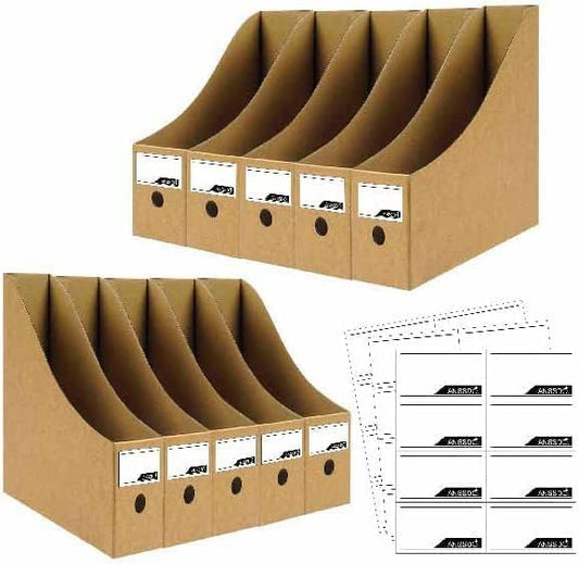 24 Pack Brown Cardboard Magazine Holder Bulk Kraft Magazine File Holder Magazine Organizer, Magazine Storage Box, Large Volume Magazine File Organizer as Book Bins (Kraft, set of 24)