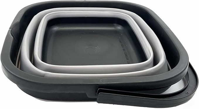 SAMMART 10L (2.6 Gallon) Collapsible Rectangular Handy Basket/Bucket (Black/Alloy Grey)-NeatNest