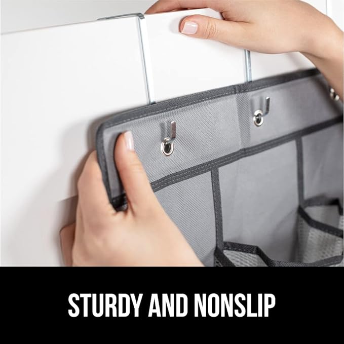 GORILLA GRIP Over the Door Shoe Organizer, 35 Large Breathable Mesh Pockets, Space Saving Hanging Storage Holder, 5 Hook Closet Rack Hanger, Hangs on Closets for Shoes, Accessories 68.5H x 24.5W Gray-NeatNest