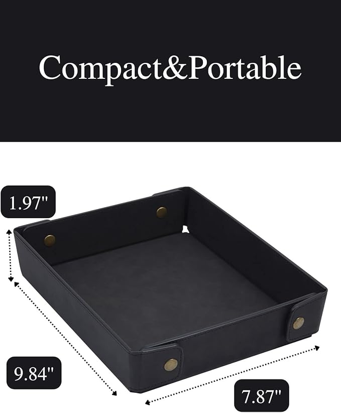 CASIRENA Father's Day Gifts Faux Leather Valet Tray Organizer for Men - Catch-All Tray for Entryway Table Key, Wallet, Watch, Coin Change, Phone, Dresser EDC Dump Jewelry, Bedside Nightstand Desk-top-NeatNest