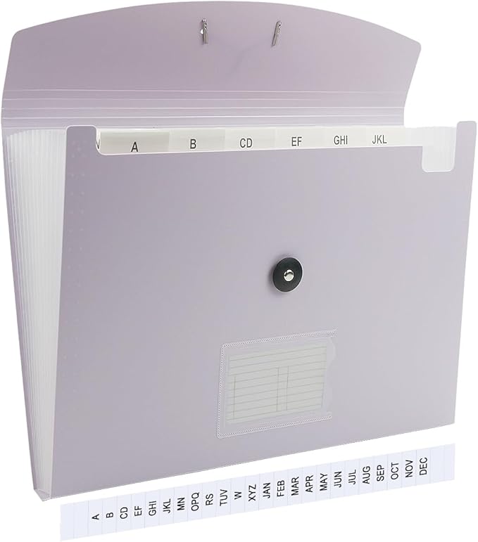 Accordion File Organizer, 13 Pocket Expanding File Folder Organizer for Letter Size/A4 Documents, Expandable Portable Monthly Bill/Receipt Organizer for Home/Office/School (Makaron Purple)