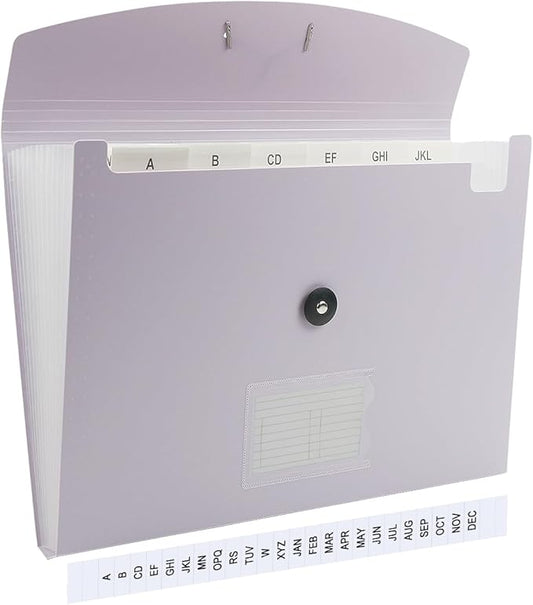 Accordion File Organizer, 13 Pocket Expanding File Folder Organizer for Letter Size/A4 Documents, Expandable Portable Monthly Bill/Receipt Organizer for Home/Office/School (Makaron Purple)