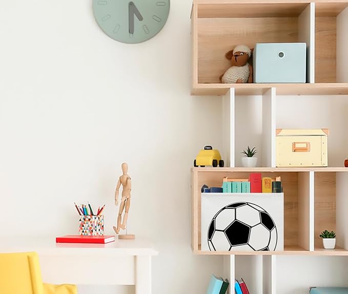 CLOCOR Rectangular Boys Construction Storage Basket,Kids Toy Bins,Waterproof Tractor Truck Storage Box with Handles,Gift Basket,Excavator Printed Bedroom Playroom Decor(Football)-NeatNest