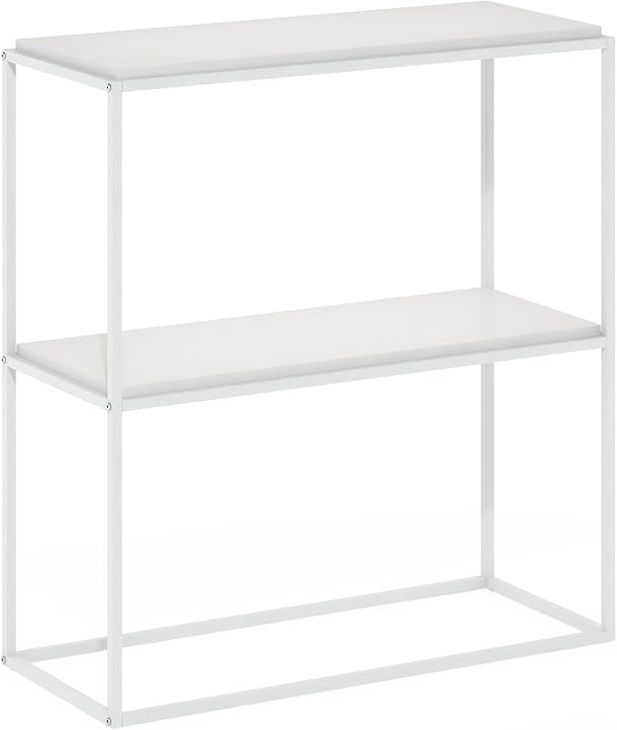 Furinno Moretti Modern Lifestyle Wide Stackable Shelf, 2-Tier, Solid White/White-NeatNest