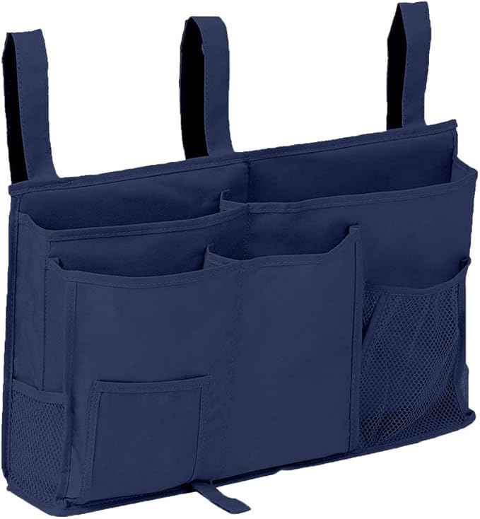 Bunk Bed Organizer, Bedside Storage Caddy, Hanging Pocket for Camp, Dorm Room, Hospital Bed Rail and More (Navy Blue)-NeatNest