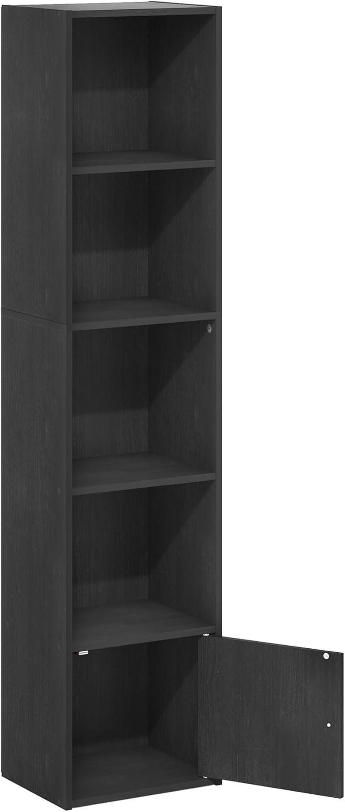 Furinno Luder Shelf Bookcase with 1 Door Storage Cabinet, Blackwood-NeatNest
