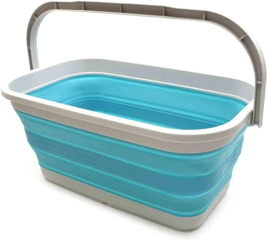 SAMMART 11.6L (3.06 Gallon) Collapsible Rectangular Handy Basket/Bucket (Bright Blue, 1)