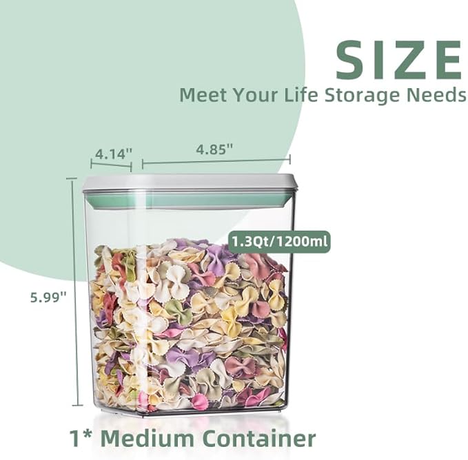 Ankou Pop Airtight Food Storage Containers with Lids- 3 Pcs Stackable One Button Opening Food Containers, Kitchen Pantry Storage Containers for Snacks Candy Salt Herbs Spices BPA-Free (1.2 QT * 3)-NeatNest