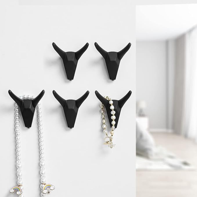 Coat Hooks Hat Hooks Wall Mounted for Hanging Clothes, Heavy Duty Modern Towel Rack Black, 5 Pack-NeatNest
