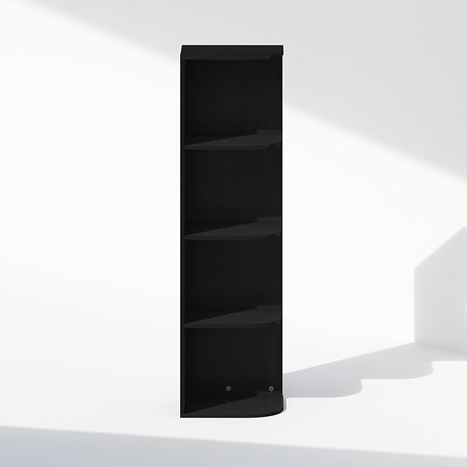 Furinno Reed 4-Tier Space Saving Corner Storage Display Shelf, Blackwood-NeatNest