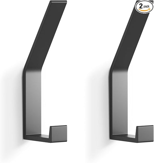 Coat Rack Hooks Wall Mounted, Black 2Packs, Bath Towel Rope Hooks for Kitchen, Door, Cabinet, Bathroom, Foyers, Hallways, and Bedrooms-NeatNest