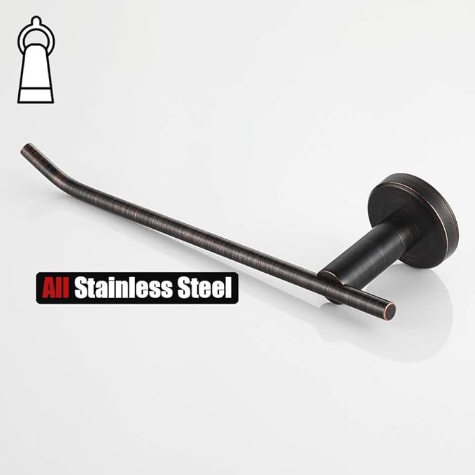 JQK Hand Towel Bar Oil Rubbed Bronze, Stainless Steel Towel Ring for Bathroom, 9 Inch Necklace Holder Wall Mount Left Hand, TR101-ORB
