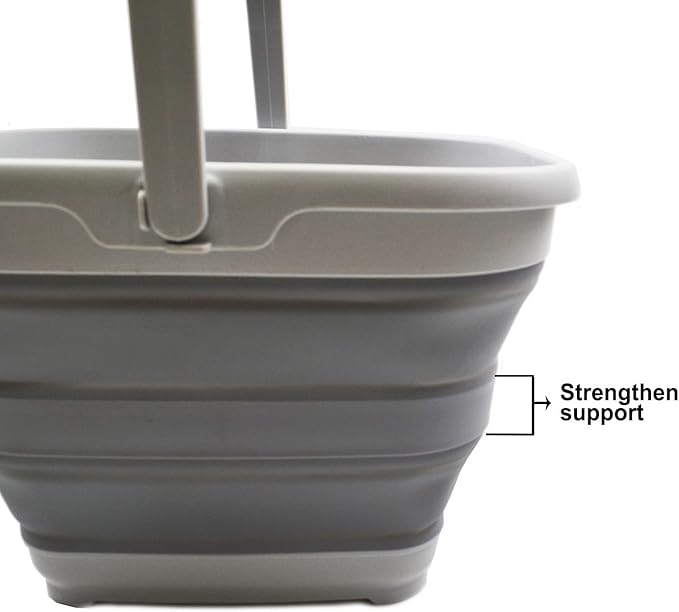 SAMMART 10L (2.6 Gallon) Collapsible Rectangular Handy Bucket (Grey, 1)-NeatNest