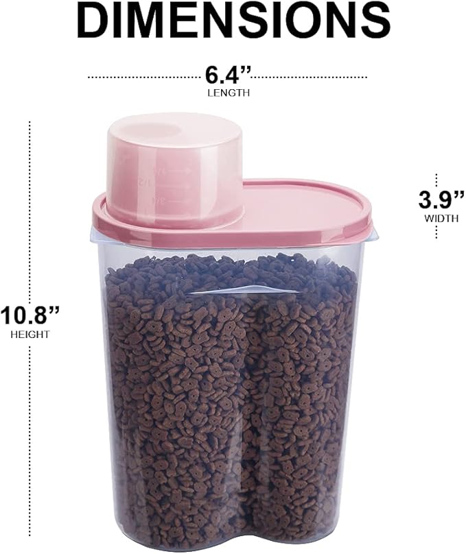 GreenJoy 2 Pack 2lb/2.5L Pet Food Storage Container with Measuring Cup, Can Covers and Bowl for Small Dog, Cat, Waterproof-BPA Free-NeatNest