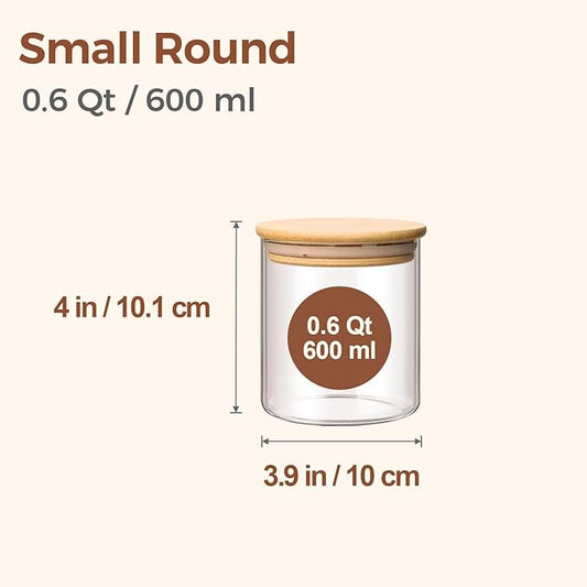 ComSaf 0.6 Qt Glass Food Storage Jars Set of 9, Clear Glass Storage Containers with Lids, Pantry Organization Jar, Spice, Blooming Tea, Oat, Coffee and Sugar Container, Small Canister Set for Kitchen-NeatNest