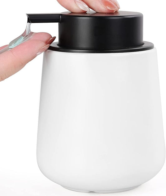 Bosilunlife Liquid Soap Dispenser - 12Oz Lotion Dispenser with Pump Matte White Ceramic Soap Dispenser Bathroom Dish Hand Wash Dispenser for Kitchen Pump Dispenser-NeatNest