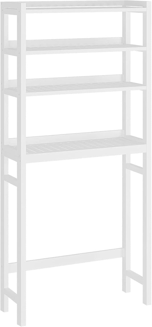 HOOBRO Over The Toilet Storage Shelf, 4 Tier Over Toilet Bathroom Organizer, 23.6" L x 9.4" W x 65.7" H, Space-Saving, Stable, Easy Assembly, for Bathroom, Laundry, Restroom, White WT04TS01G1
