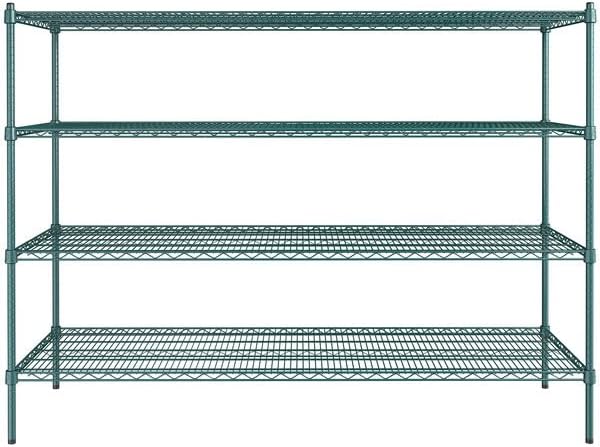 24" x 72" NSF Green Epoxy 4-Shelf Kit with 54" Posts, Heavy Duty Storage Shelving, Wire Shelving Kit, NSF Commercial Storage Rack Unit