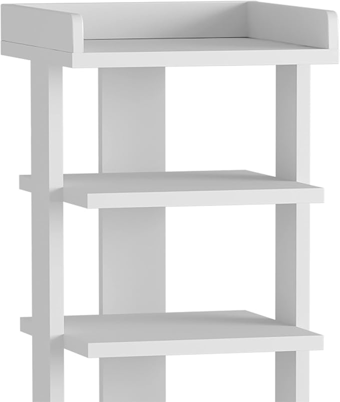 HOMEFORT 7-Tier Wood Shoe Rack, Entryway Shoe Tower,Vertical Shoe Organizer, Wooden Shoe Storage Stand, White-NeatNest