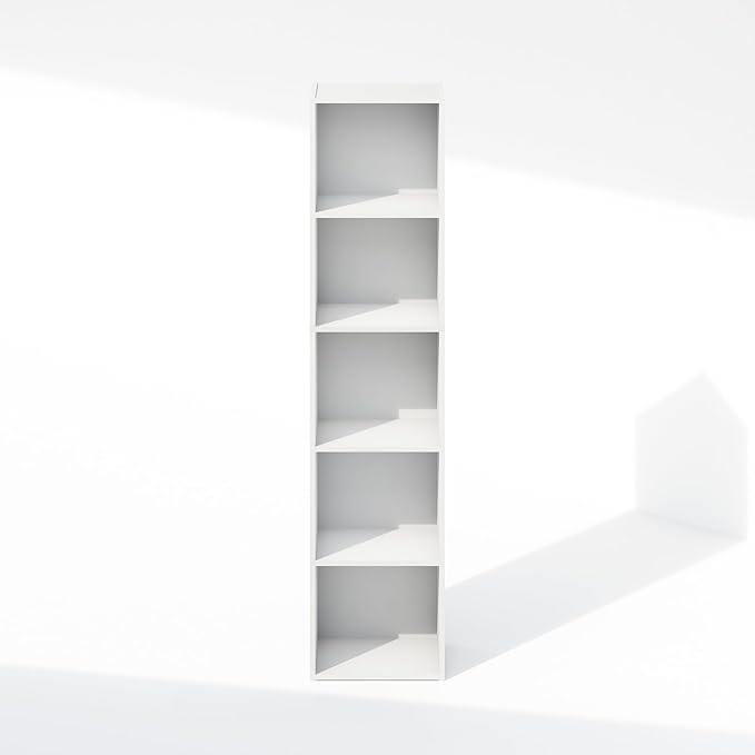 Furinno Reed 5-Tier Open Shelf Multipurpose Closet Storage, Storage Organizer, White-NeatNest