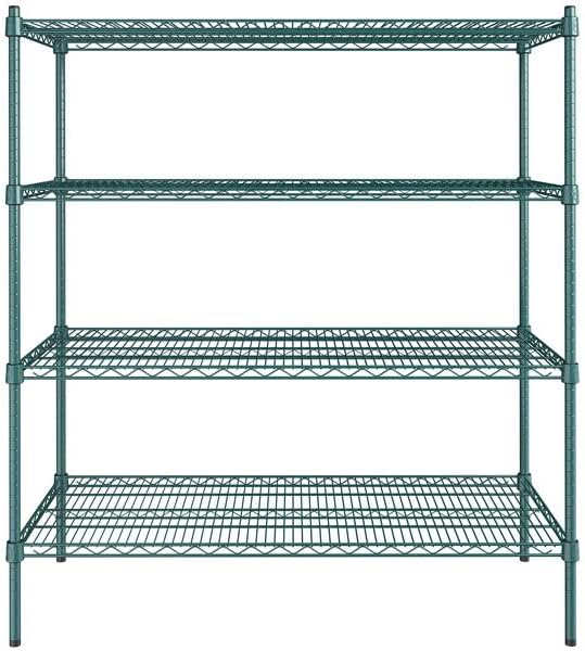 21" x 48" NSF Green Epoxy 4-Shelf Kit with 54" Posts, Heavy Duty Storage Shelving, Wire Shelving Kit, NSF Commercial Storage Rack Unit