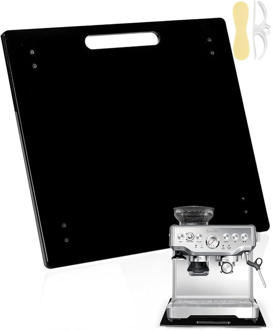 HAYVAN Acrylic Sliding Tray for Coffee Maker & Heavy Kitchen Appliances - Appliance Slider with Silent Wheels Slides Easily from Under The Cabinet - Countertop Space Save (Black, 14” W x 13”D)