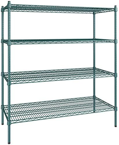 21" x 48" NSF Green Epoxy 4-Shelf Kit with 54" Posts, Heavy Duty Storage Shelving, Wire Shelving Kit, NSF Commercial Storage Rack Unit