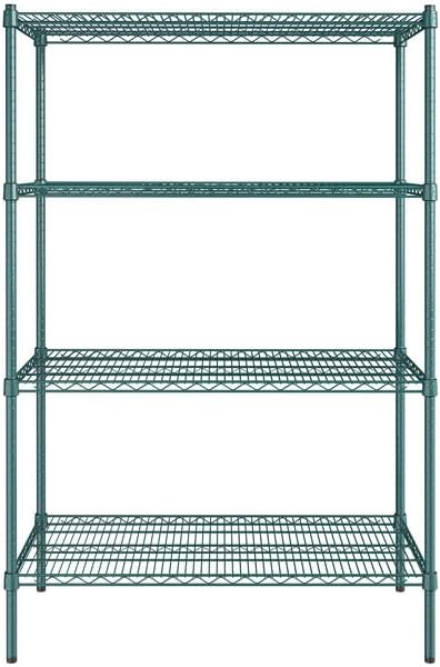 21" x 42" NSF Green Epoxy 4-Shelf Kit with 64" Posts, Heavy Duty Storage Shelving, Wire Shelving Kit, NSF Commercial Storage Rack Unit