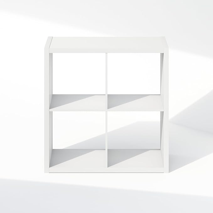 Furinno Cubic Open Back Multipurpose Clothing & Closet Storage Organizer Shelf, 4-Cube, White