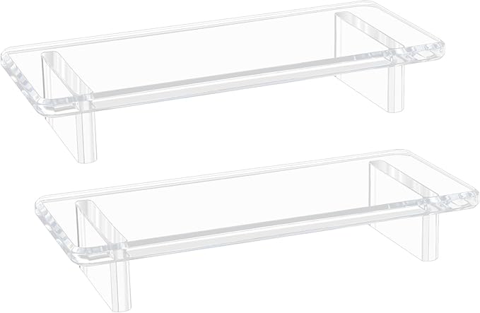 2Pack Acrylic Counter Tray Organizer. Multi-Purpose Kitchen & Bathroom Sink Tray Decor for Soap, Perfume, Vanity, Candles, Plants - Countertop Holder, Space-Saving Modern Home Décor （Small ）
