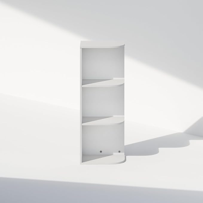 Furinno Reed 3-Tier Space Saving Corner Storage Display Shelf, White-NeatNest