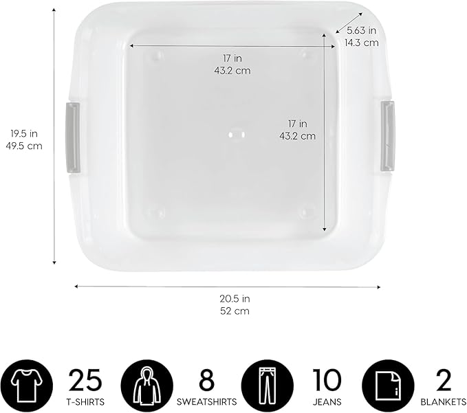IRIS USA 33 Qt Plastic Under Bed Storage Organizer Bin Container with Secure Lids and Durable Black Buckles, 3-Pack, Multi-Purpose for Clothes Shoes Clothing Bedding, Short, Clear-NeatNest