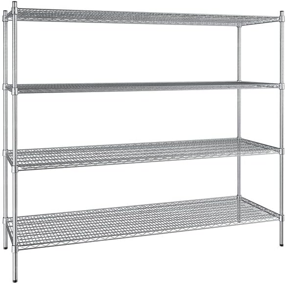 24" x 72" NSF Stainless Steel 4-Shelf Kit with 64" Posts, Heavy Duty Storage Shelving, Wire Shelving Kit, NSF Commercial Storage Rack Unit